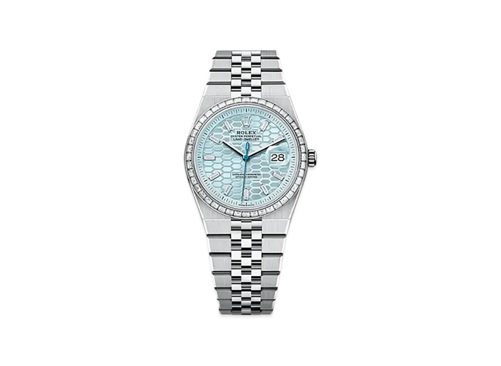 ROLEX Land-Dweller 36mm Platinum Diamond 127286TBR "Ice Blue"