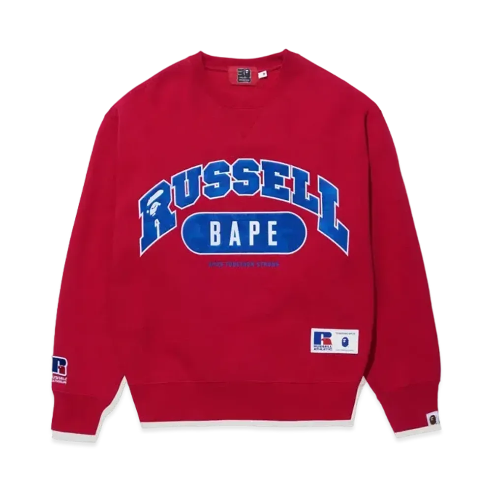 A BATHING APE x RUSSELL Crewneck Sweater "Red"