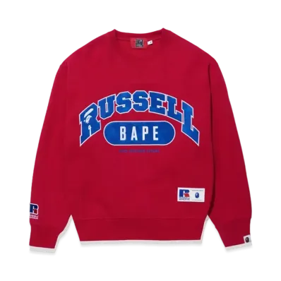 A BATHING APE x RUSSELL Crewneck Sweater "Red"