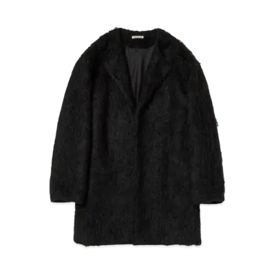 AURALEE Brushed Mohair Shaggy Coat "Black"