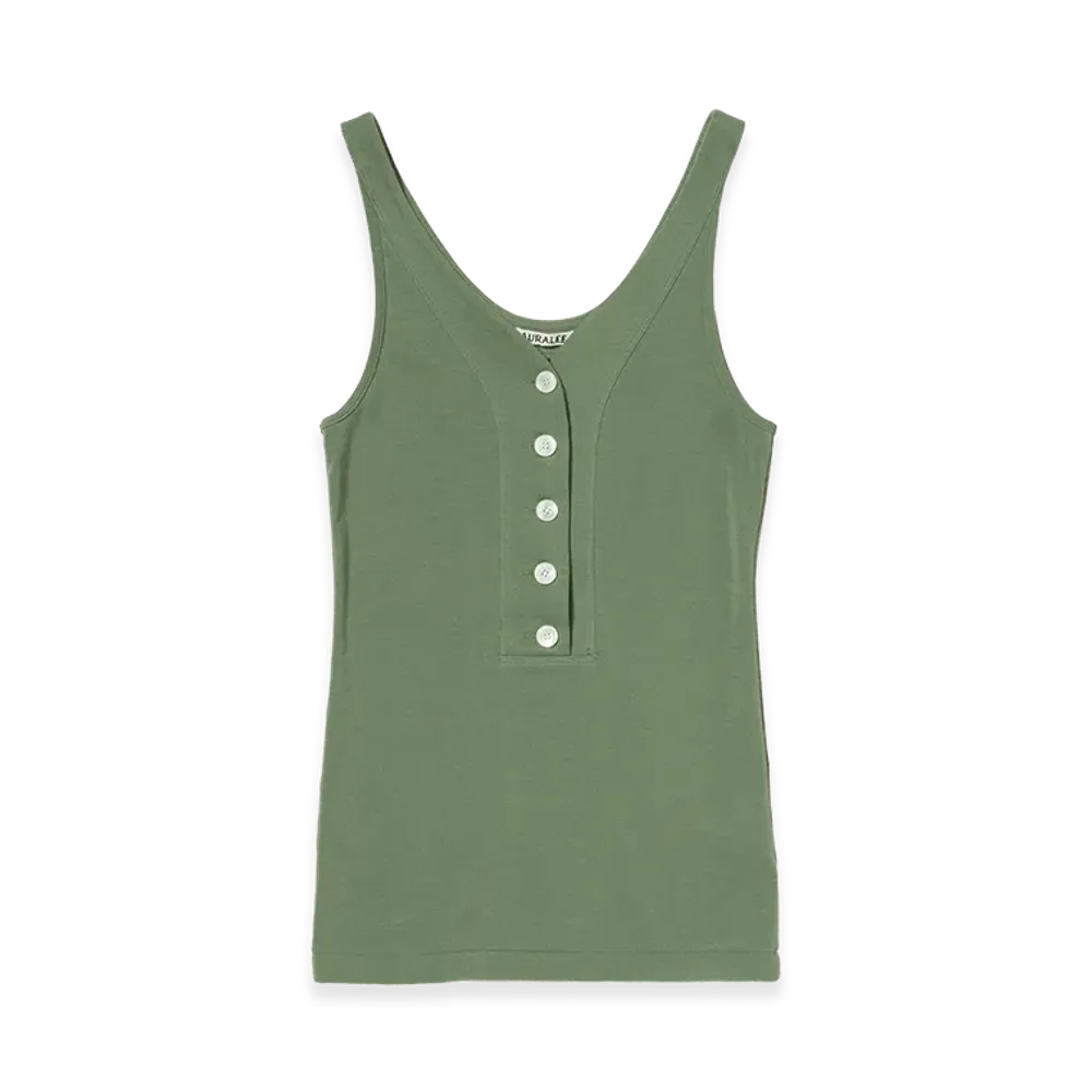 AURALEE Women's Organic Cotton Fine Rib Tank "Sage Green"