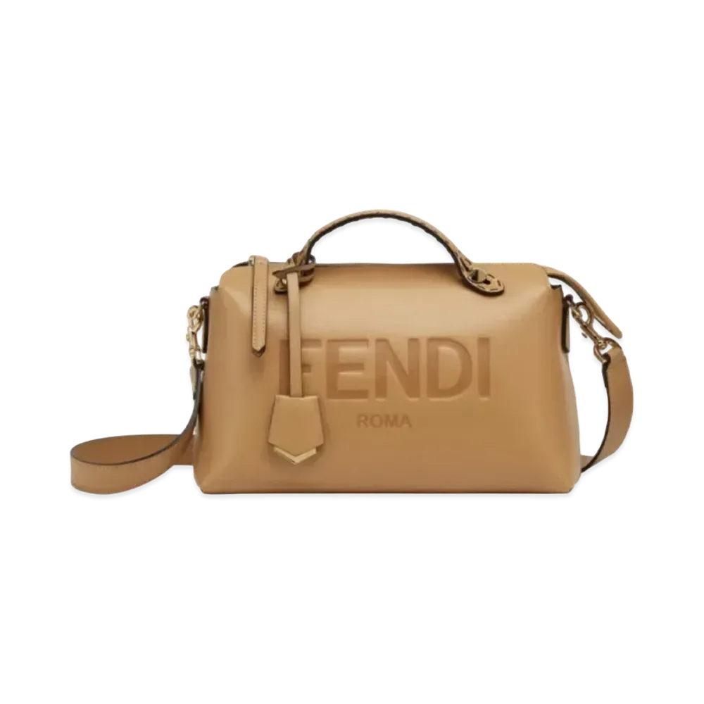 FENDI By The Way Medium Leather Boston Bag "Beige"