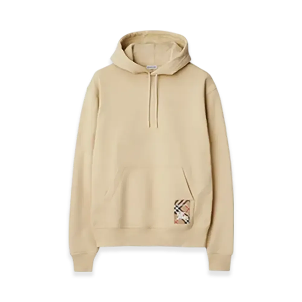 Burberry Check Label Cotton Hoodie "Nutmeg"