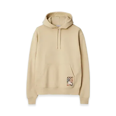Burberry Check Label Cotton Hoodie "Nutmeg"