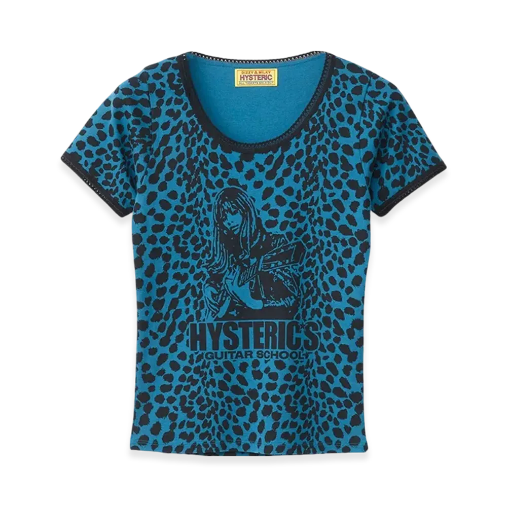 HYSTERIC GLAMOUR Hysteric's Guitar School Patterned Mini T-Shirt "Blue"