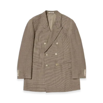 AURALEE Tropical Wool Kid Mohair Double Breasted Jacket "Brown Check"