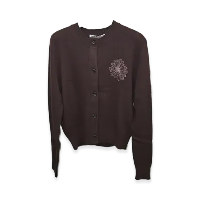 Mardi Mercredi Raccoon Blended Cardigan Round Neck "Brown/Beige"
