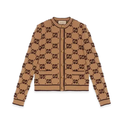 GUCCI Women's GG Tweed Boucle Cardigan "Beige"