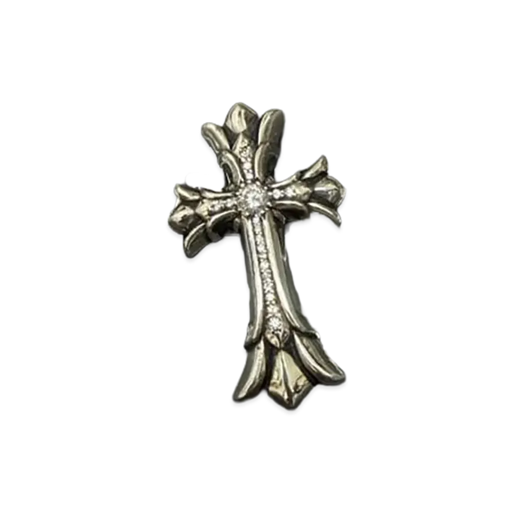 Chrome Hearts Small Double CH Cross Pave Diamond "Silver"