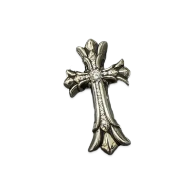 Chrome Hearts Small Double CH Cross Pave Diamond "Silver"