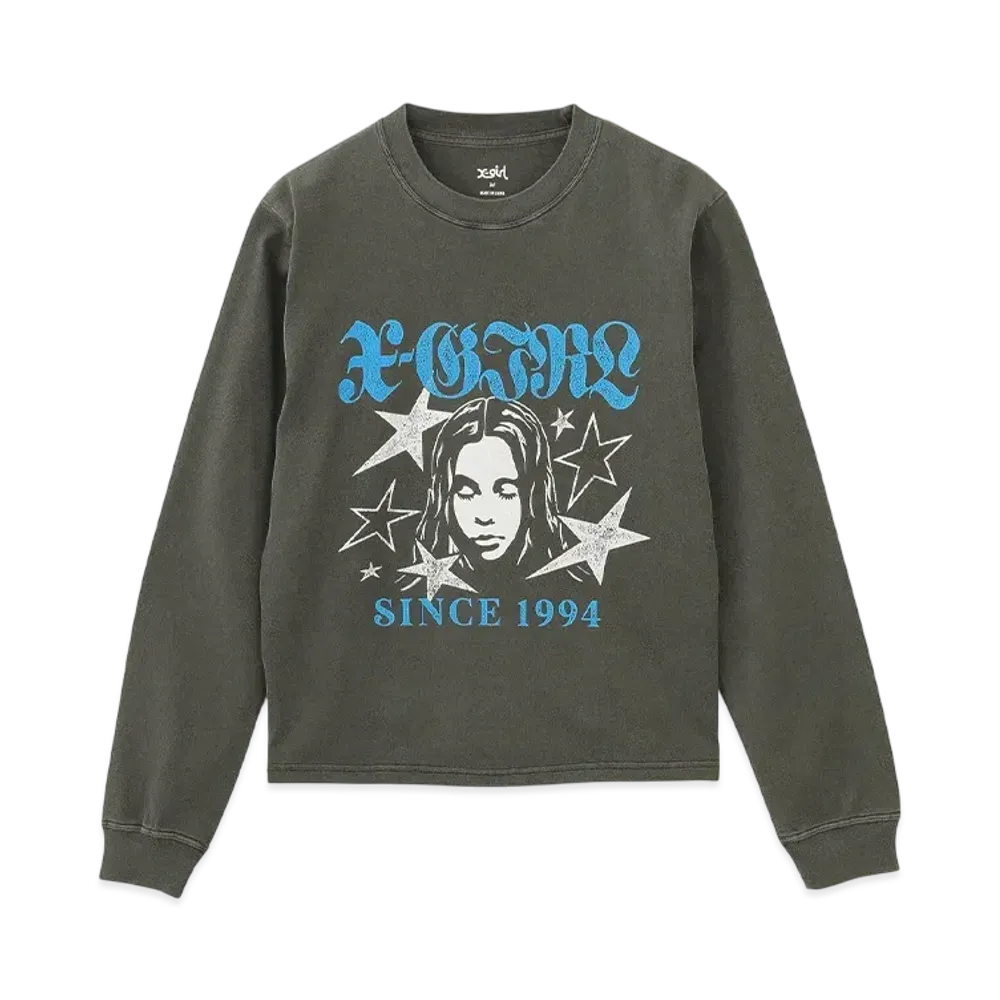 X-Girl Star And Face Logo Faded L/S Tee "Black"