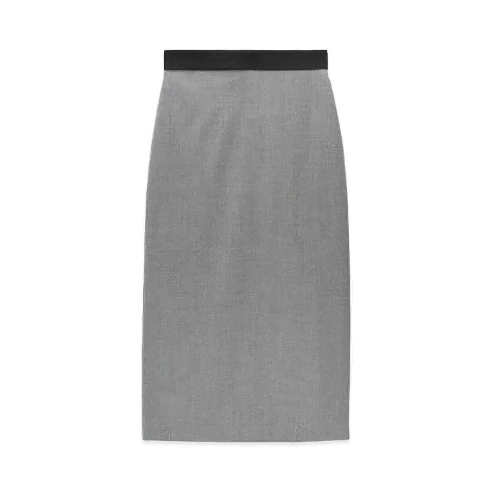 MSGM Melange Wool Pencil Skirt With Slit "Gray"