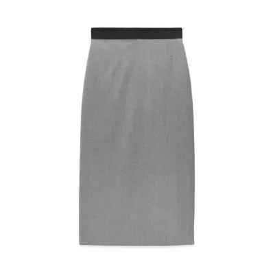 MSGM Melange Wool Pencil Skirt With Slit "Gray"