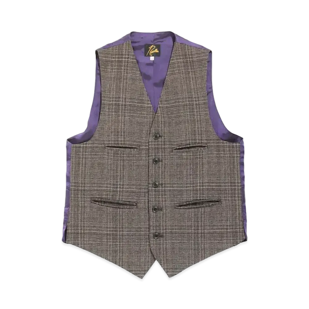 Needles ODD VEST - PE/R/PU BRUSHED PLAID (FOR WOMEN) "Black"