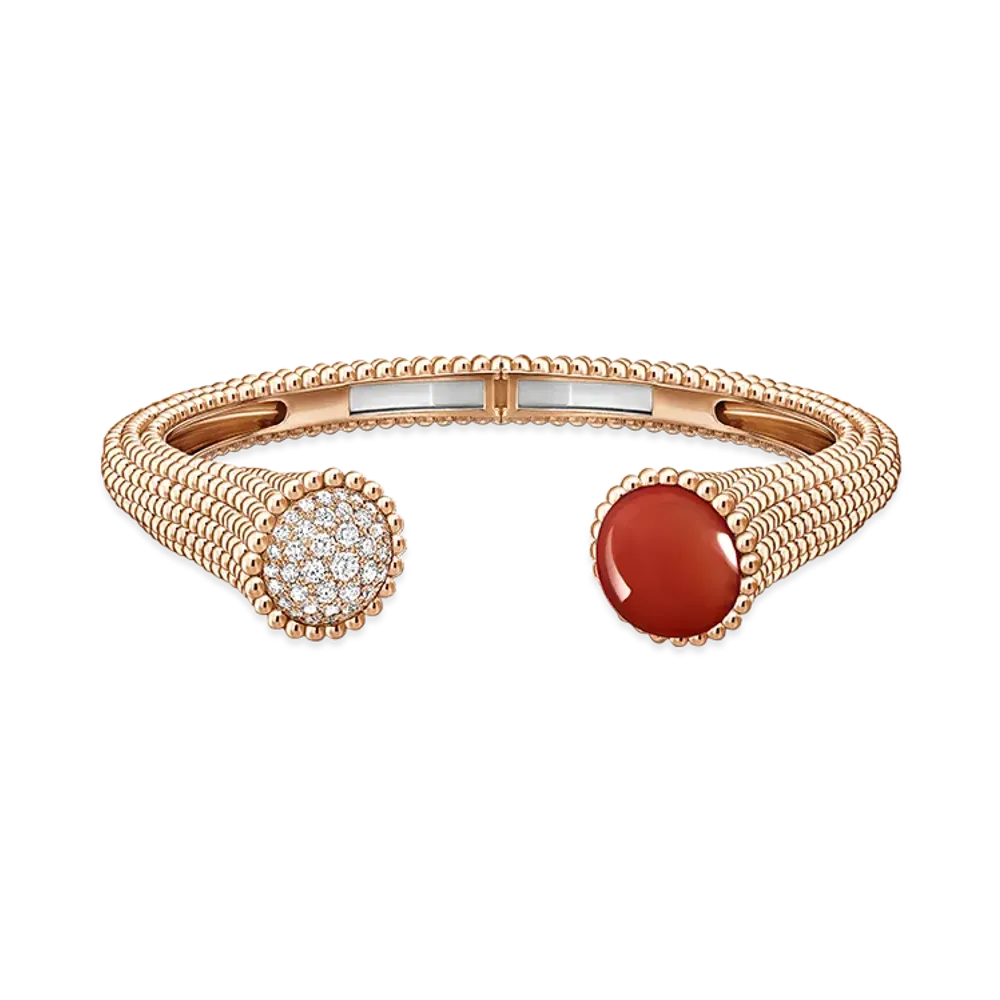 Van Cleef & Arpels Perlee couleurs bracelet medium model "18K Rose gold/Carnelian/Diamond"