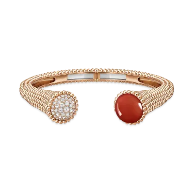 Van Cleef & Arpels Perlee couleurs bracelet medium model "18K Rose gold/Carnelian/Diamond"
