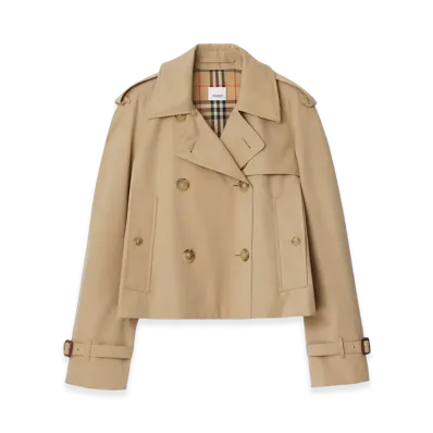 Burberry Women's Cropped Gabardine Trench Jacket "Honey"