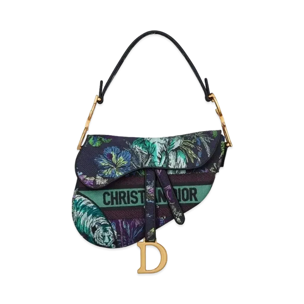 Dior Saddle Bag Toile De Jouy Voyage Embroidery "Blue/Multicolor"