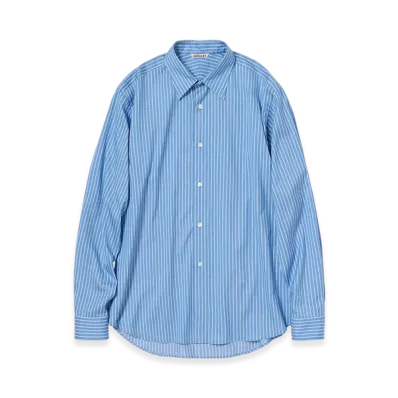 AURALEE Cotton Silk Stripe Shirt "Blue Stripe"