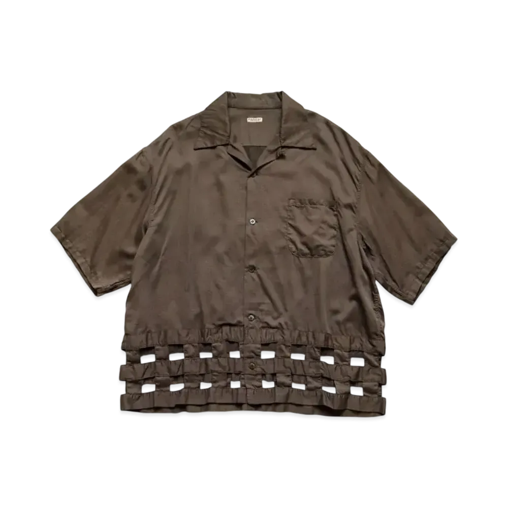 KAPITAL Cotton Satin Wind Pen Aloha Shirt "Brown"