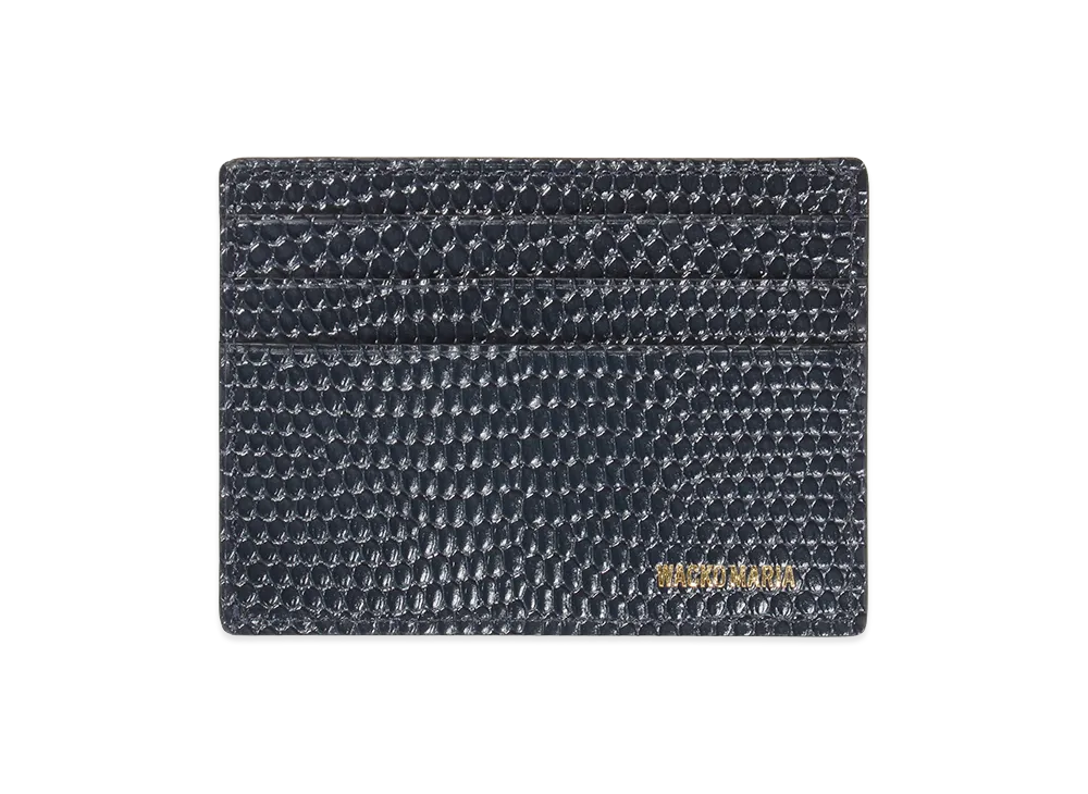WACKO MARIA x Dormeuil Lizard Embossed Leather Card Case "Navy"