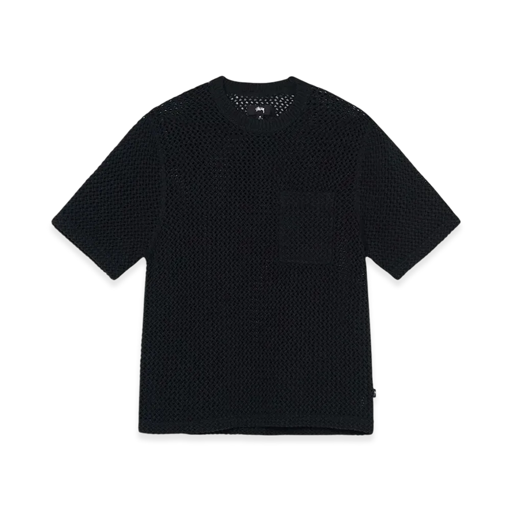 Stussy O'Dyed Heavyweight Mesh Crew "Solid Black"