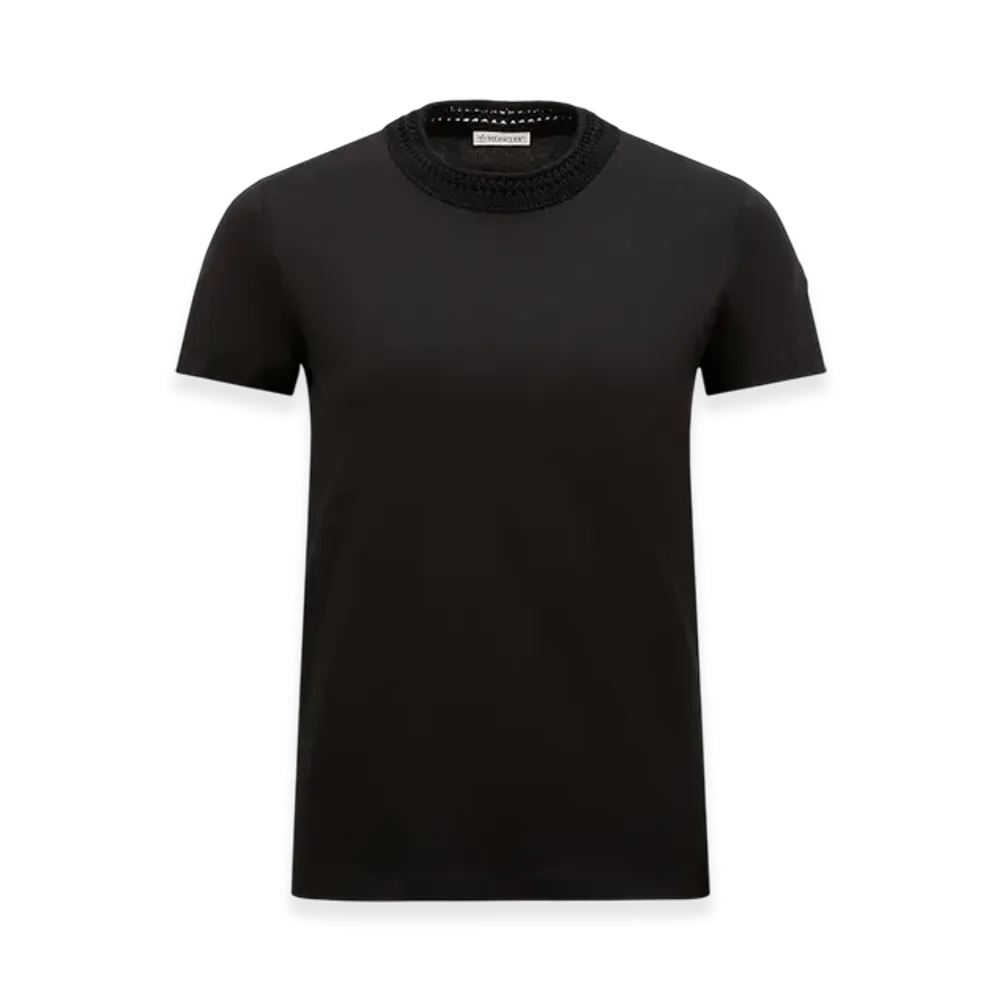 MONCLER Crochet Accent Cotton T-Shirt "Black"