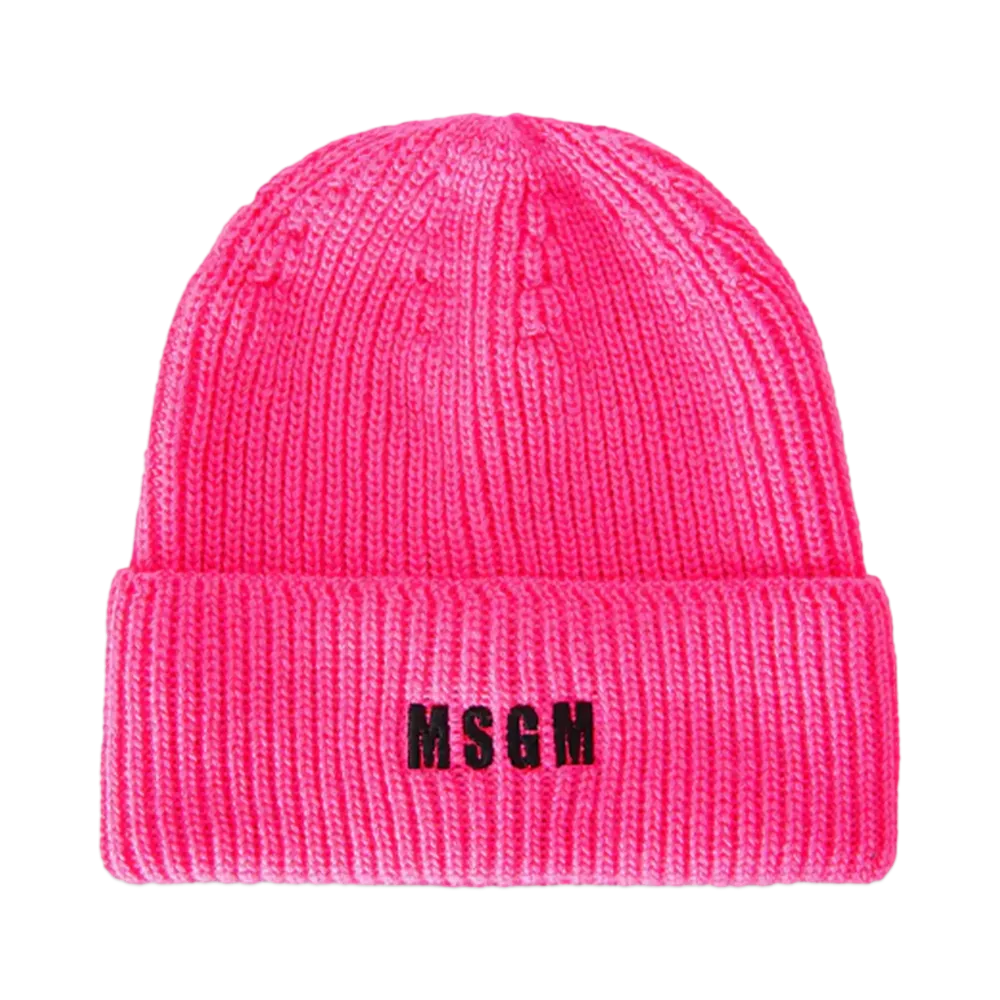 MSGM Blended-Wool Watch Cap With Impact Logo "Pink"