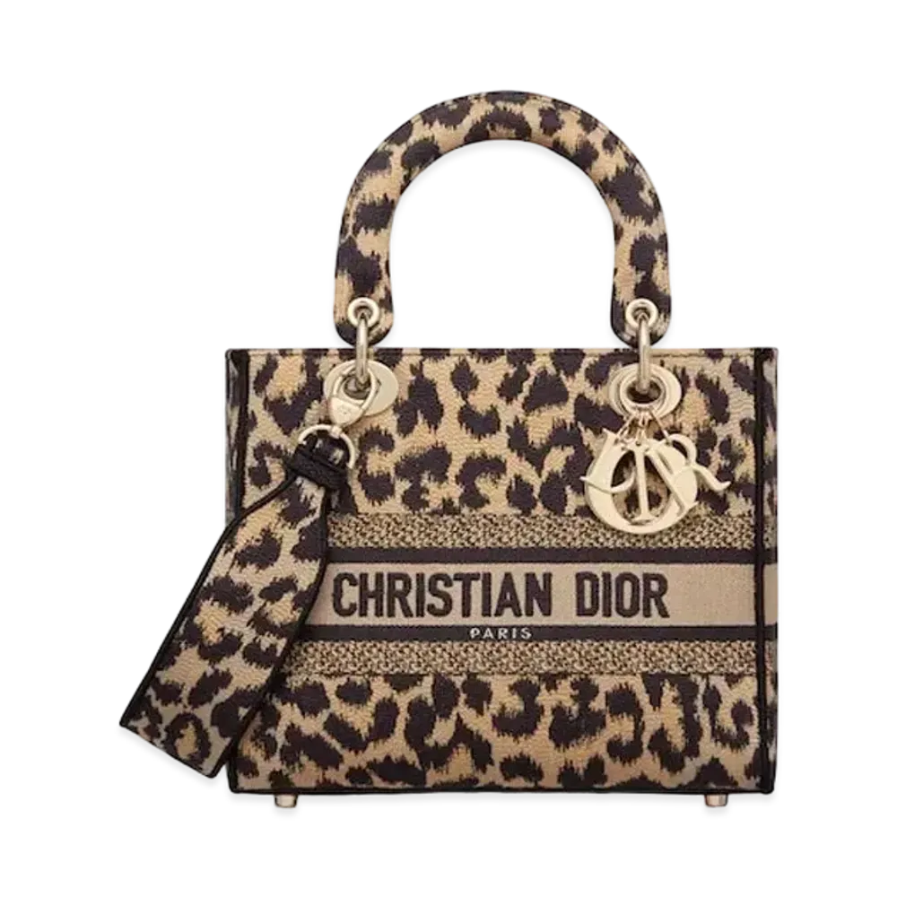Dior Lady D-Lite Medium Bag Mizza Embroidery "Leopard"