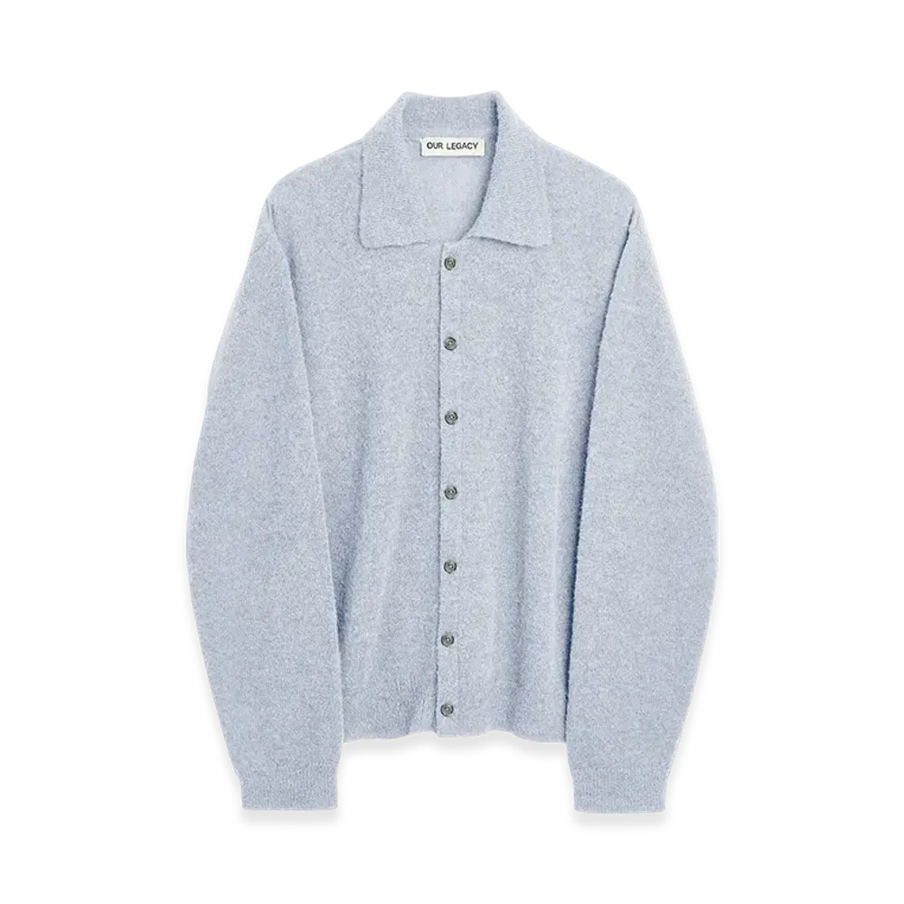 OUR LEGACY Evening Polo "Livid Blue Fuzzy Alpaca"
