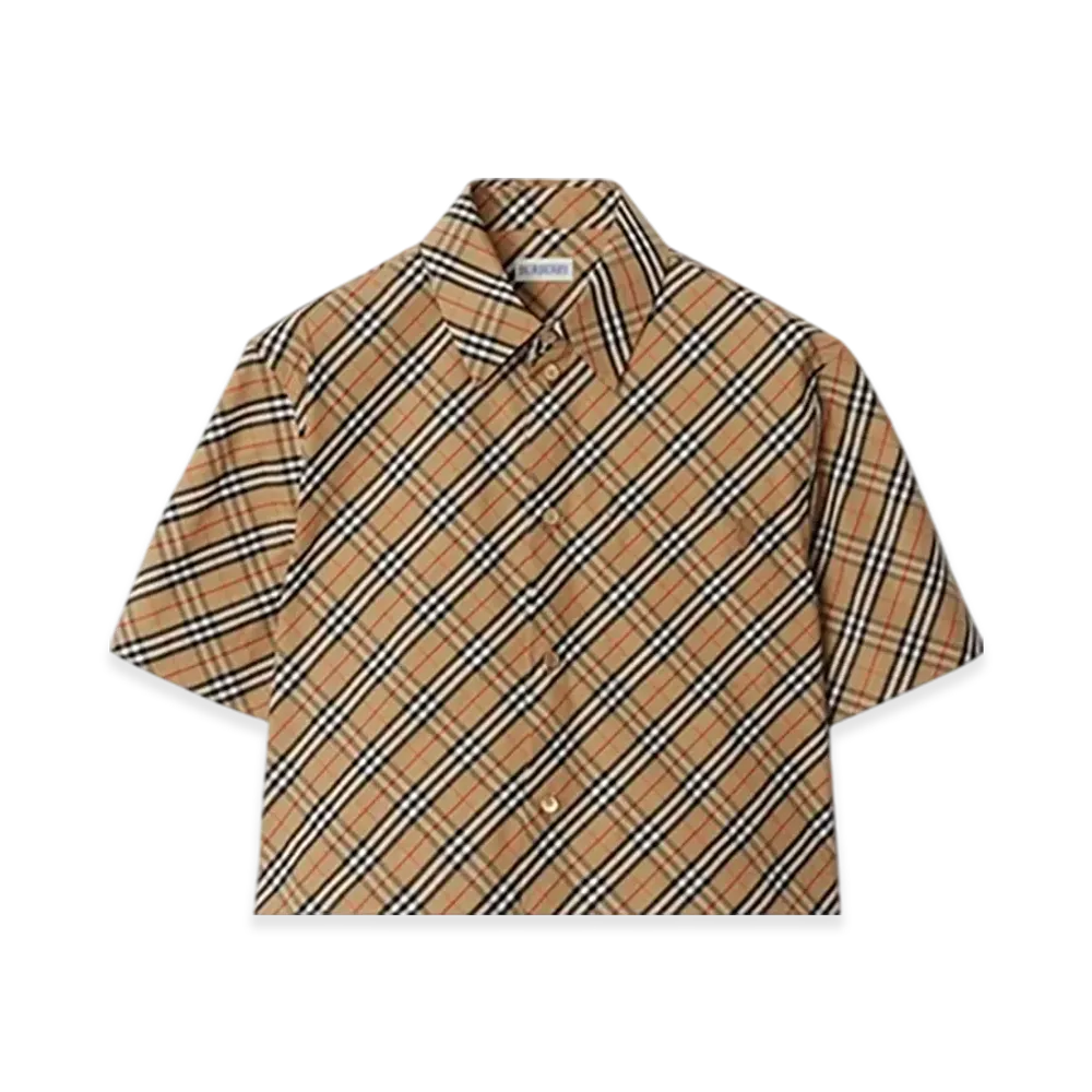 Burberry Cropped Check Cotton Shirt "Sand"