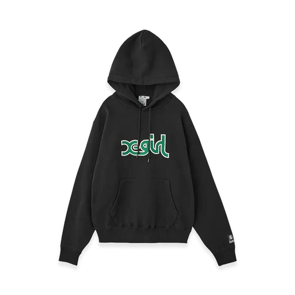 X-Girl Women's Mills Logo Layered Patch Sweat Hoodie "Black"