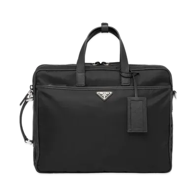 PRADA Re-Nylon And Saffiano Leather Briefcase "Black"