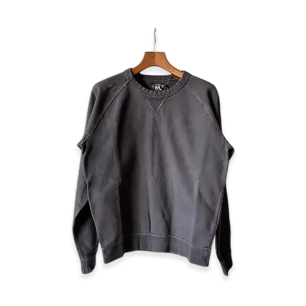 RRL Raglan Crew Long Sleeve Pullover Cotton French Terry "Black"