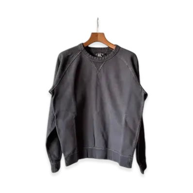 RRL Raglan Crew Long Sleeve Pullover Cotton French Terry "Black"