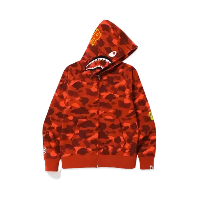 A BATHING APE 1st Camo PONR Shark Full Zip Hoodie "Red"