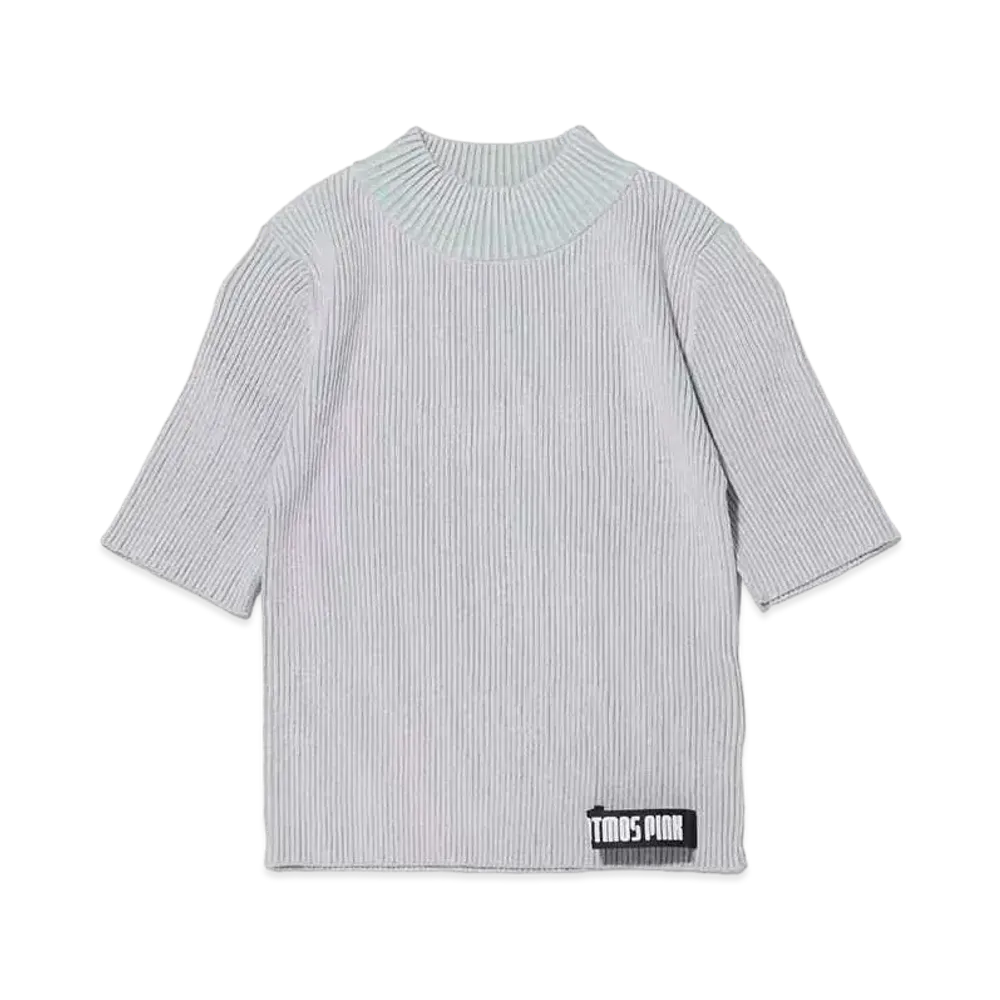 atmos pink High Neck Hansode Bicolor Rib Knit Tops "Purple"