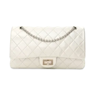 CHANEL 2.55 Chain Shoulder Metallic Lambskin "Pearl/Silver"