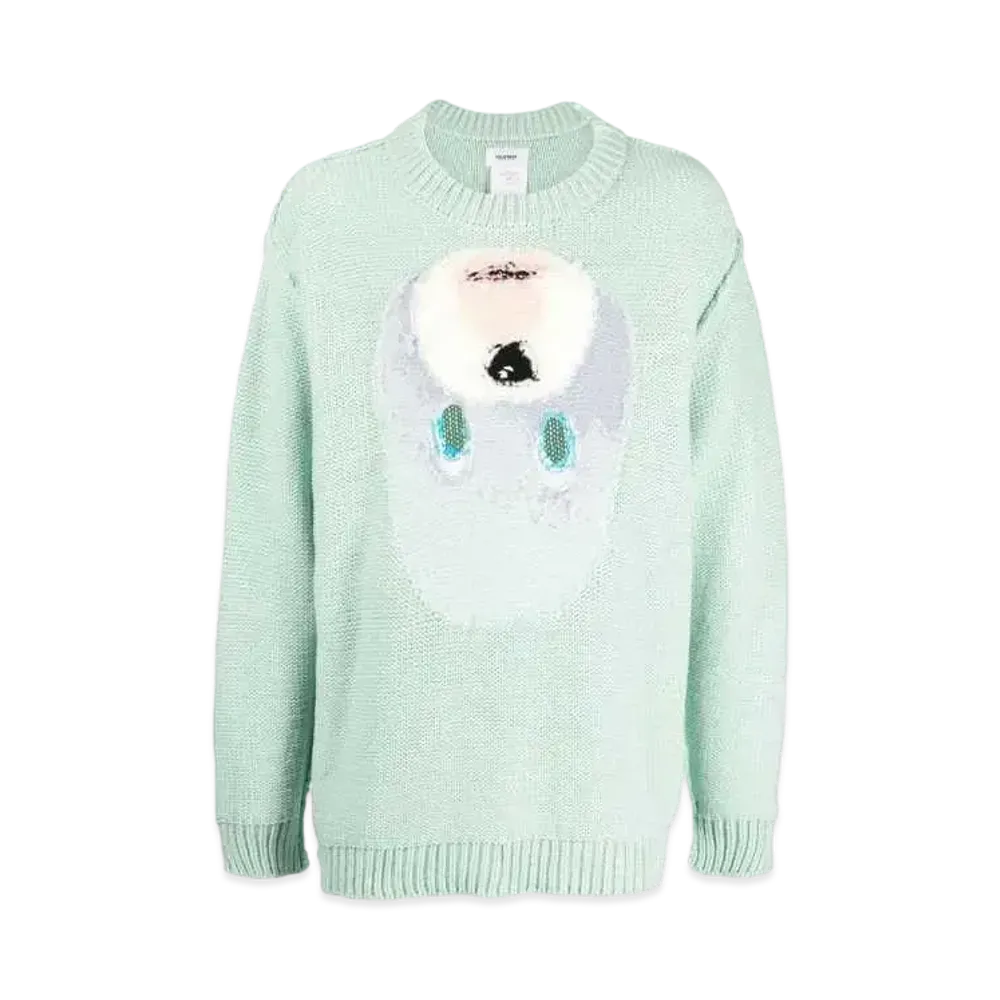doublet Intarsia Knit Cut Out Sweater "Mint Green"