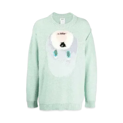 doublet Intarsia Knit Cut Out Sweater "Mint Green"