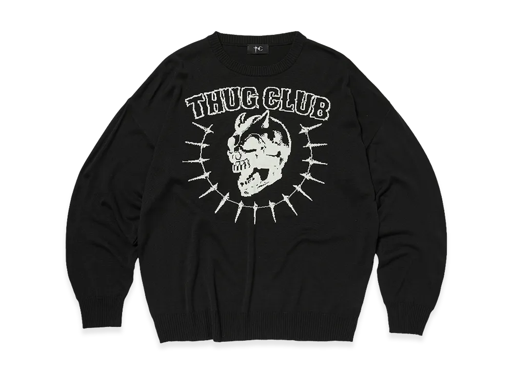 THUG CLUB TC Riding Skull Knit Sweater "Black"