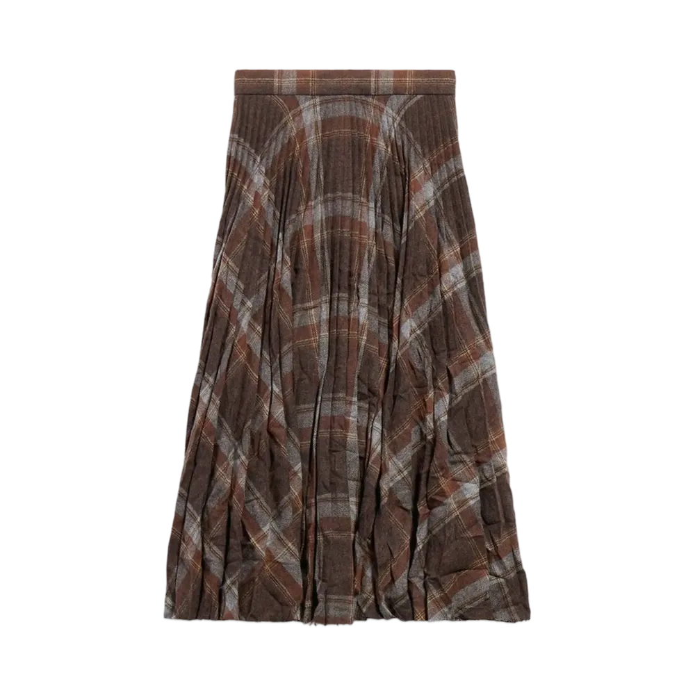 BALENCIAGA Women's Creased Pleated Skirt "Brown"