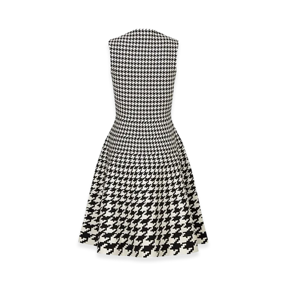 Dior Women's Mid-Length Dress Houndstooth Technical Jacquard "Black/White"