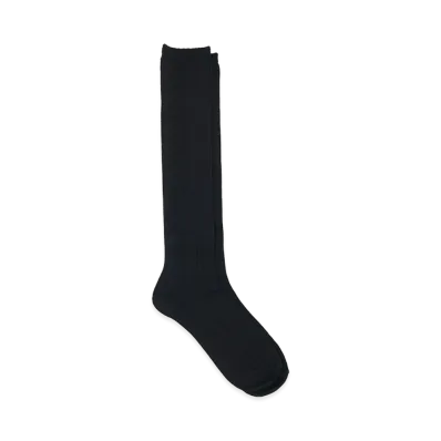 YOKE Washable Wool High Socks "Black"