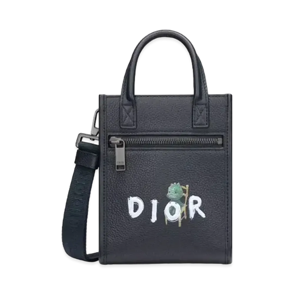 Dior & Otani Workshop Safari North South Mini Tote Bag Grained Calfskin "Navy Blue"