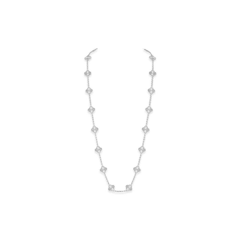 Van Cleef & Arpels Vintage Alhambra long necklace 20 motifs "18K White Gold"