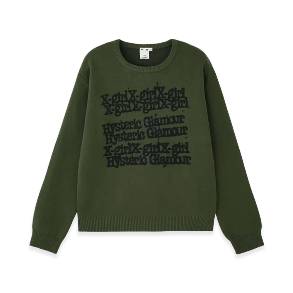 HYSTERIC GLAMOUR x X-Girl Knit Top "Olive"