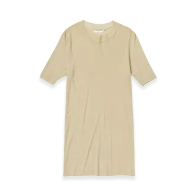 AURALEE Giza Super High Gauge Sheer Rib T-Shirt "Light Beige"