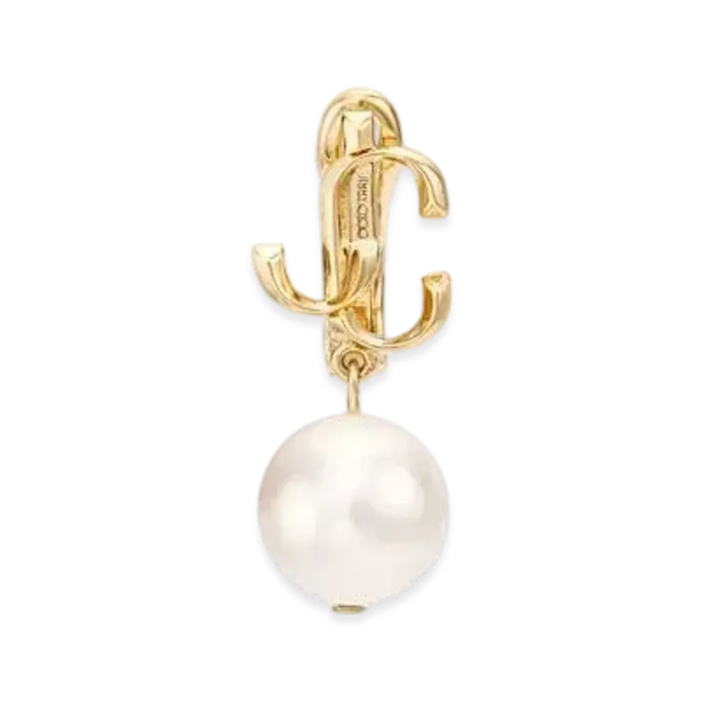 Jimmy Choo JC Pearl Drops Clip On Earring "Gold/White"