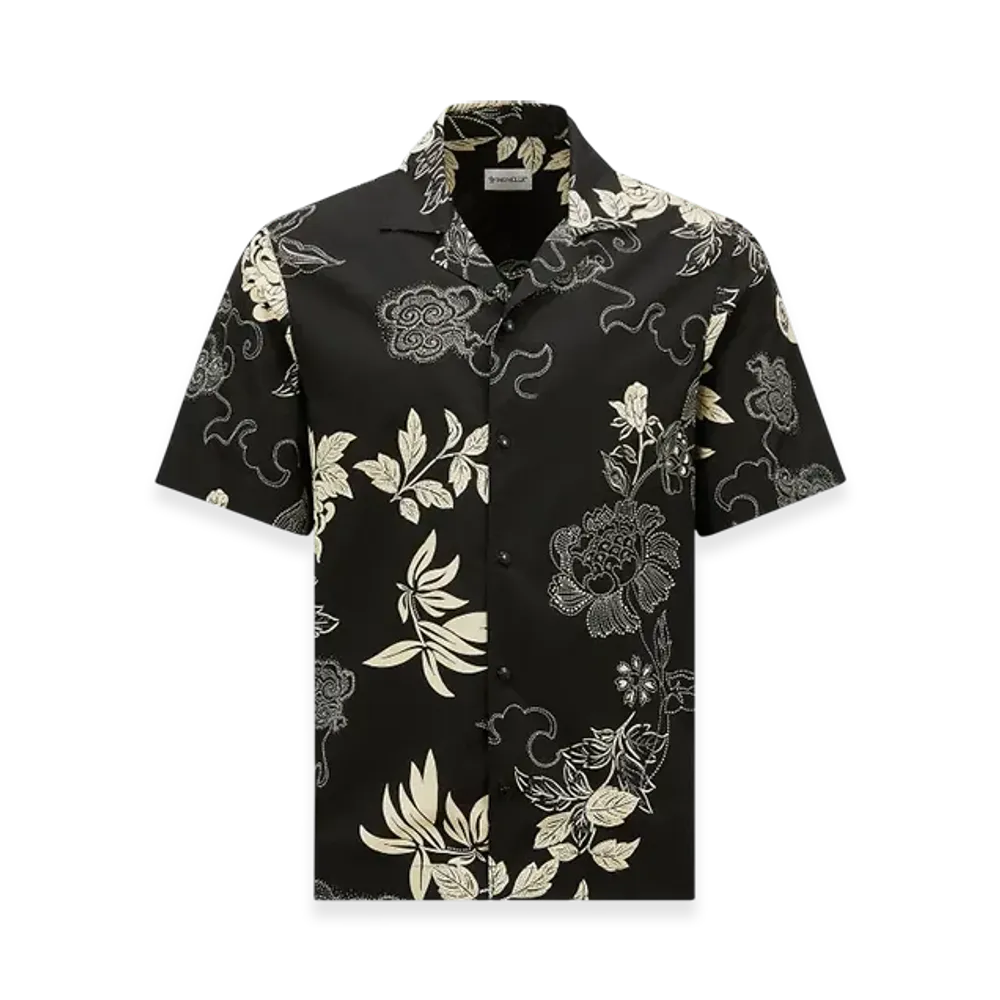 MONCLER Floral Print Cotton Shirt "Black"